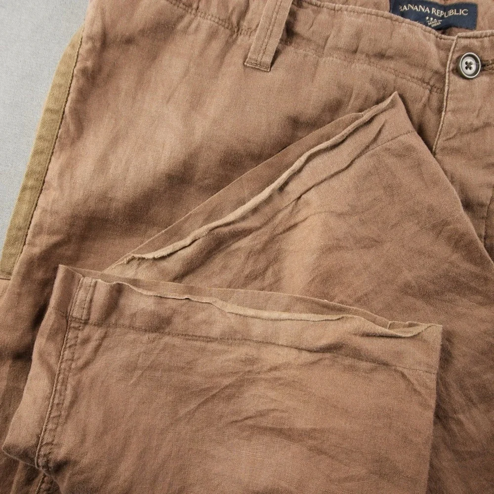 Banana Republic Linen Wide Leg Relaxed Pants Womens 38x30 Brown Trousers